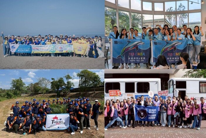 北科大 EMBA 學員走出校園，投入淨灘、植樹復育及國際產業參訪，深化 ESG 與循環經濟思維，培養具全球視野的永續領導能力。